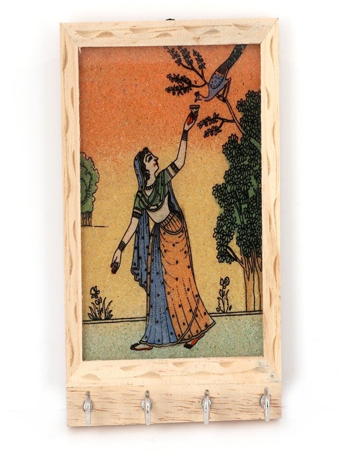 Craft Trade Wall Hooks - Wooden Wall Mounted Hand Painted Key Hanger for Cloth Hangings Rajasthani Decoration Item - Image 1